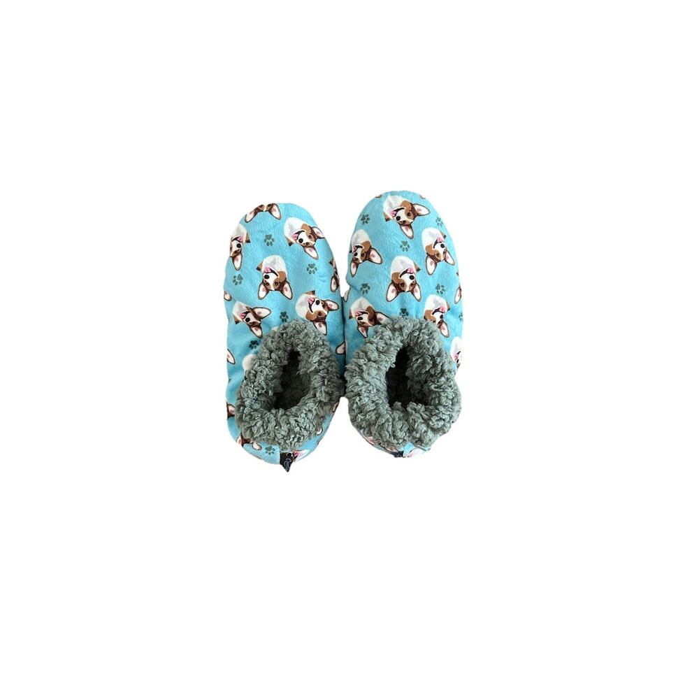 Welsh Corgi Slippers, Light Blue, one size